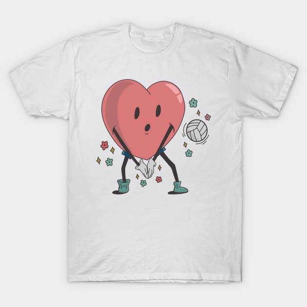 Retro Volleyball Heart Shirt, Volleyball Valentines Day Gift T-Shirt by mcoshop